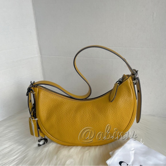 NWT Coach Flax Color Luna Leather Shoulder Moon Shaped Bag - Picture 1 of 9